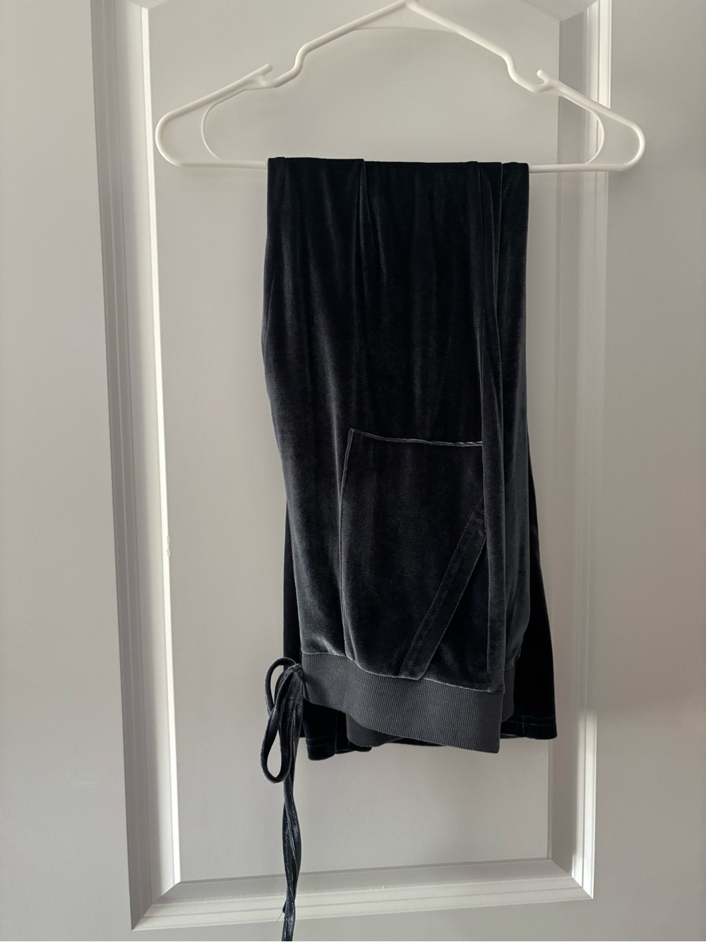 Wallflower Black Velvet Drawstring Track Joggers